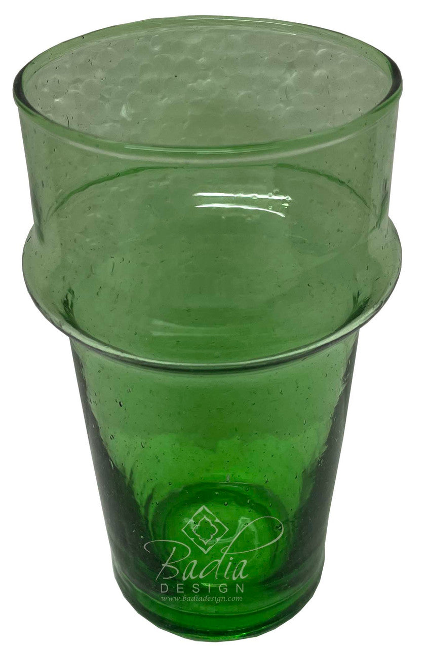 Green glass tumbler with &