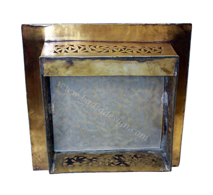 Decorative Brass and Silver Wall Sconce with White Glass