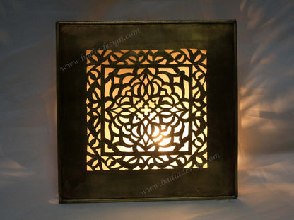 Decorative Brass and Silver Wall Sconce with White Glass