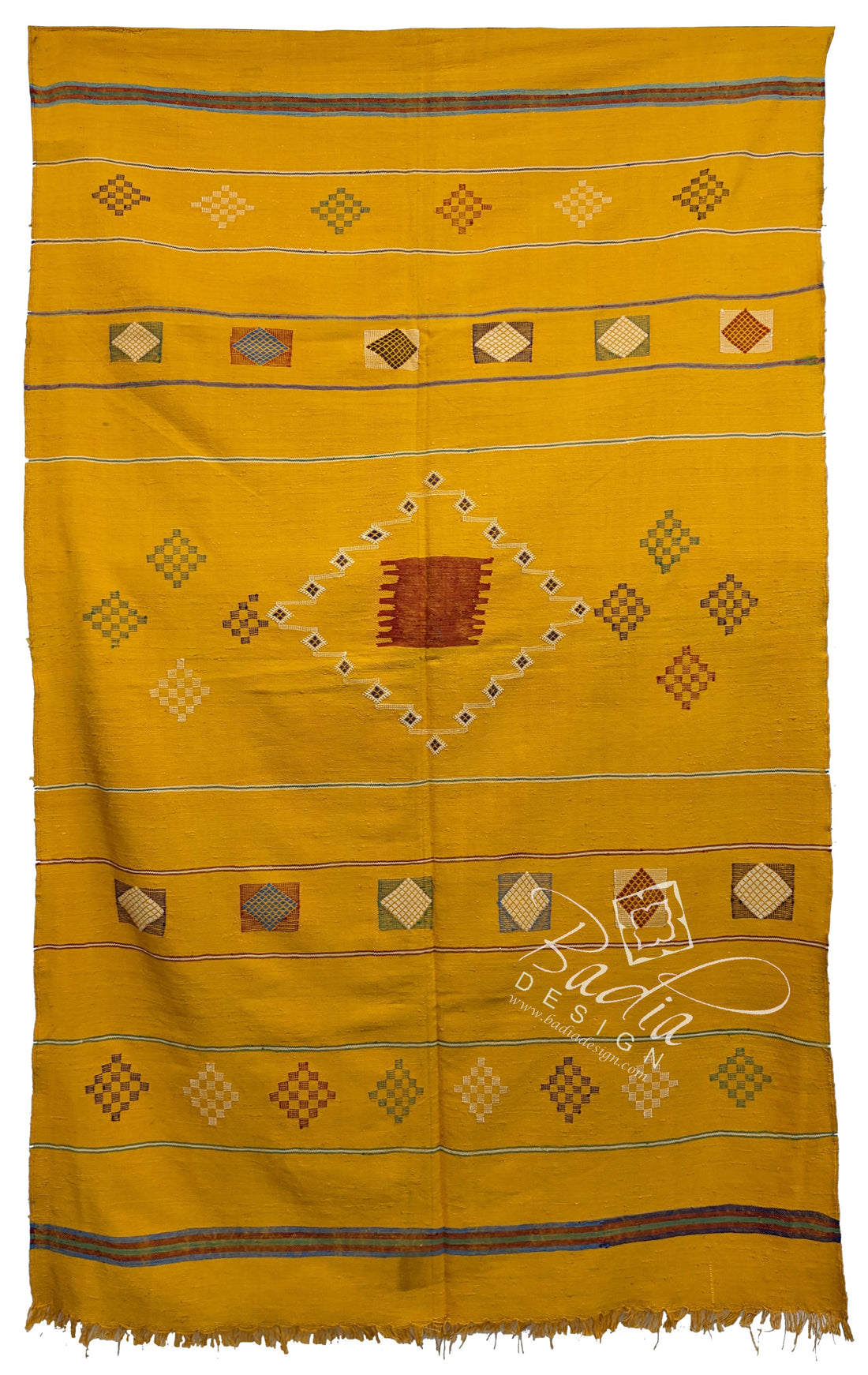 Moroccan Yellow Cactus Silk Rug with Tribal Designs