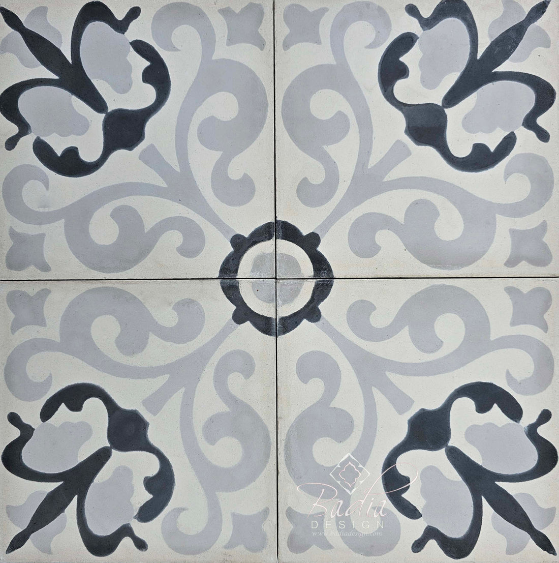 Moroccan Black and Gray Cement Floor Tile - CT124