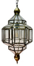 A hanging lantern-style pendant light with a brass or bronze metal frame and clear glass panels, shown against a plain white background. A bulb is visible inside, and a watermark/logo appears near the lower center.
