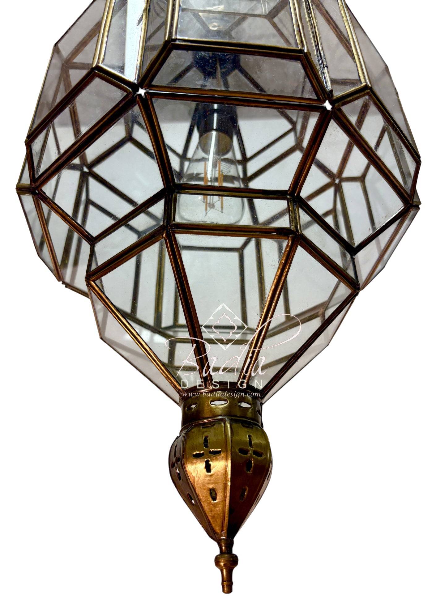 Clear Glass Brass Hanging Lantern