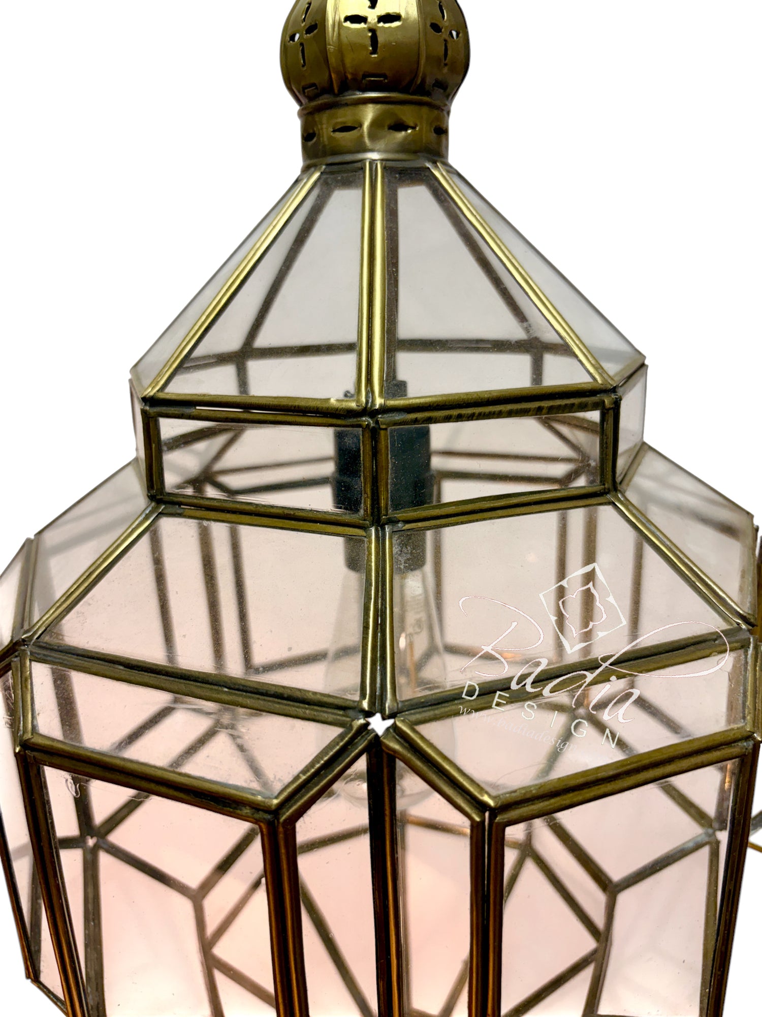 Clear Glass Brass Hanging Lantern