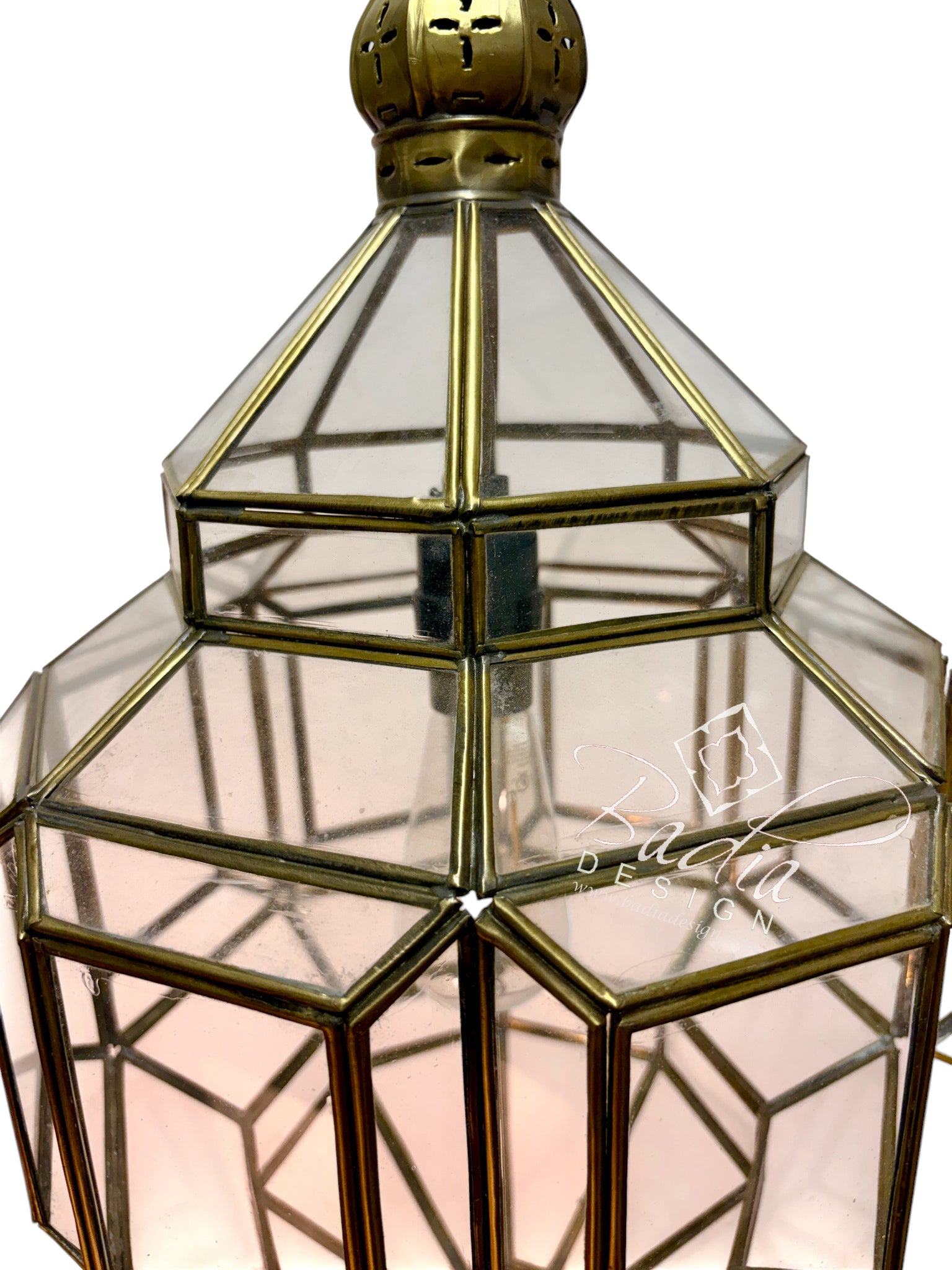 Clear Glass Brass Hanging Lantern