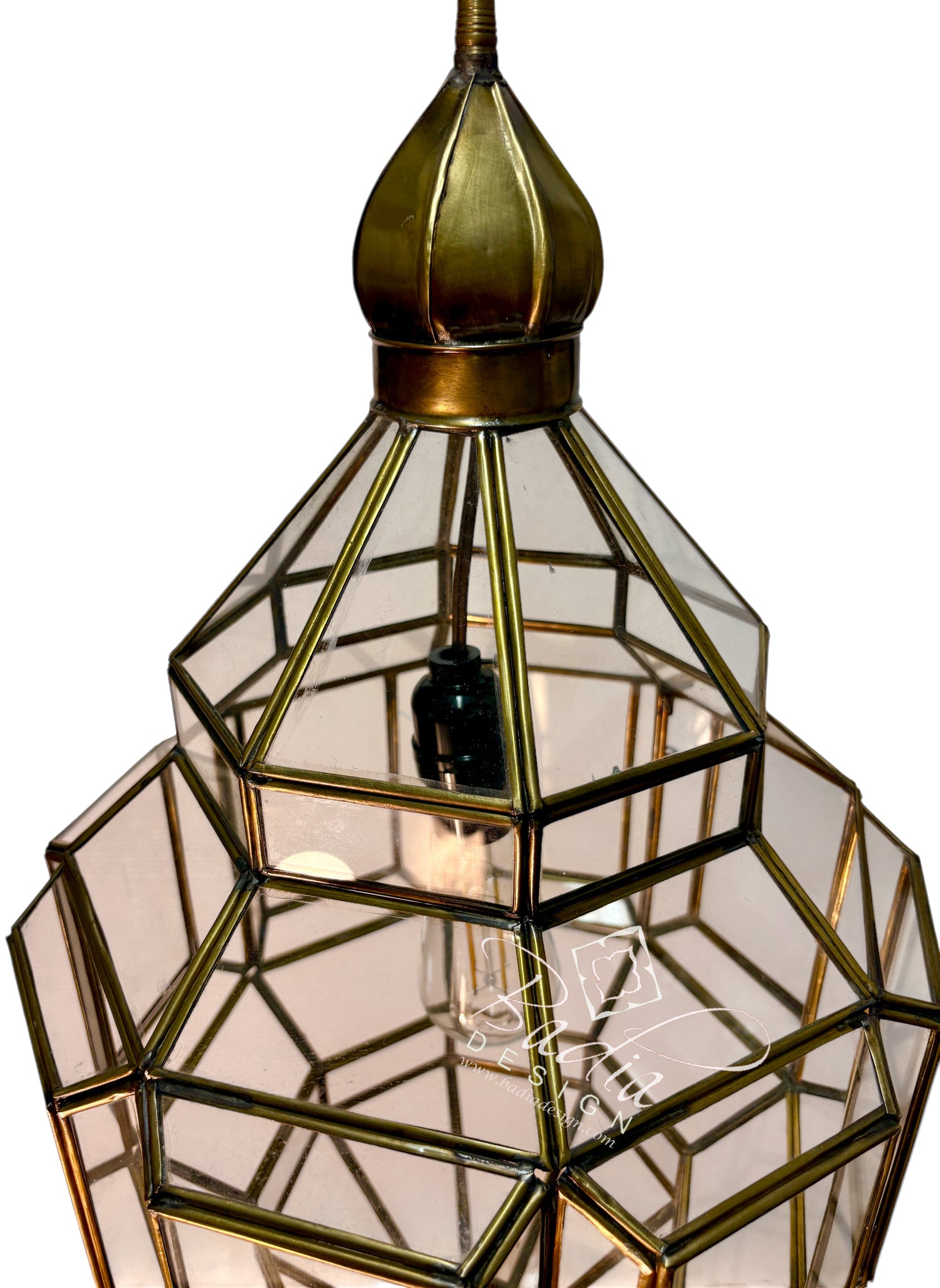 Clear and White Glass Brass Hanging Lanterns