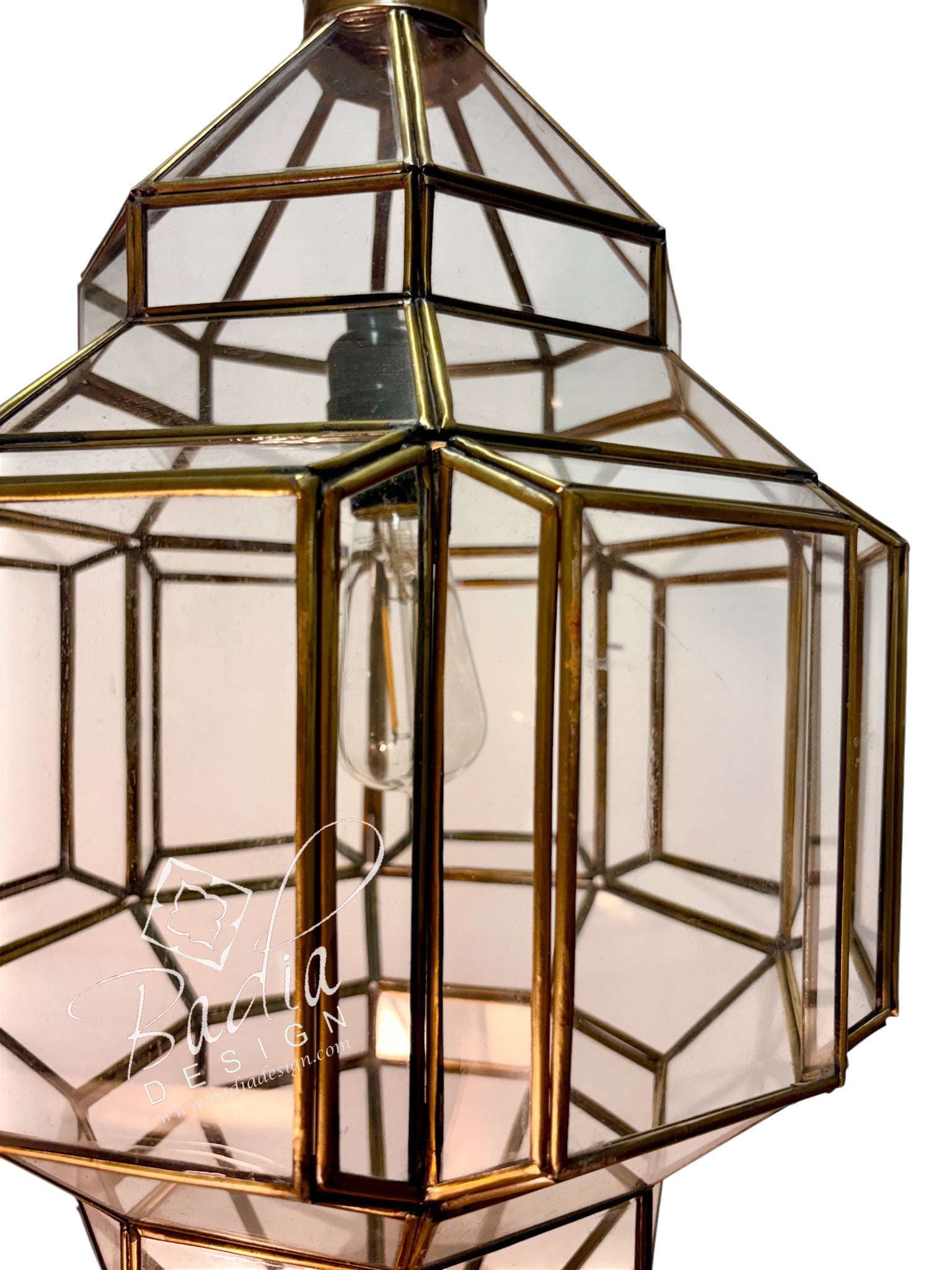 Clear and White Glass Brass Hanging Lanterns