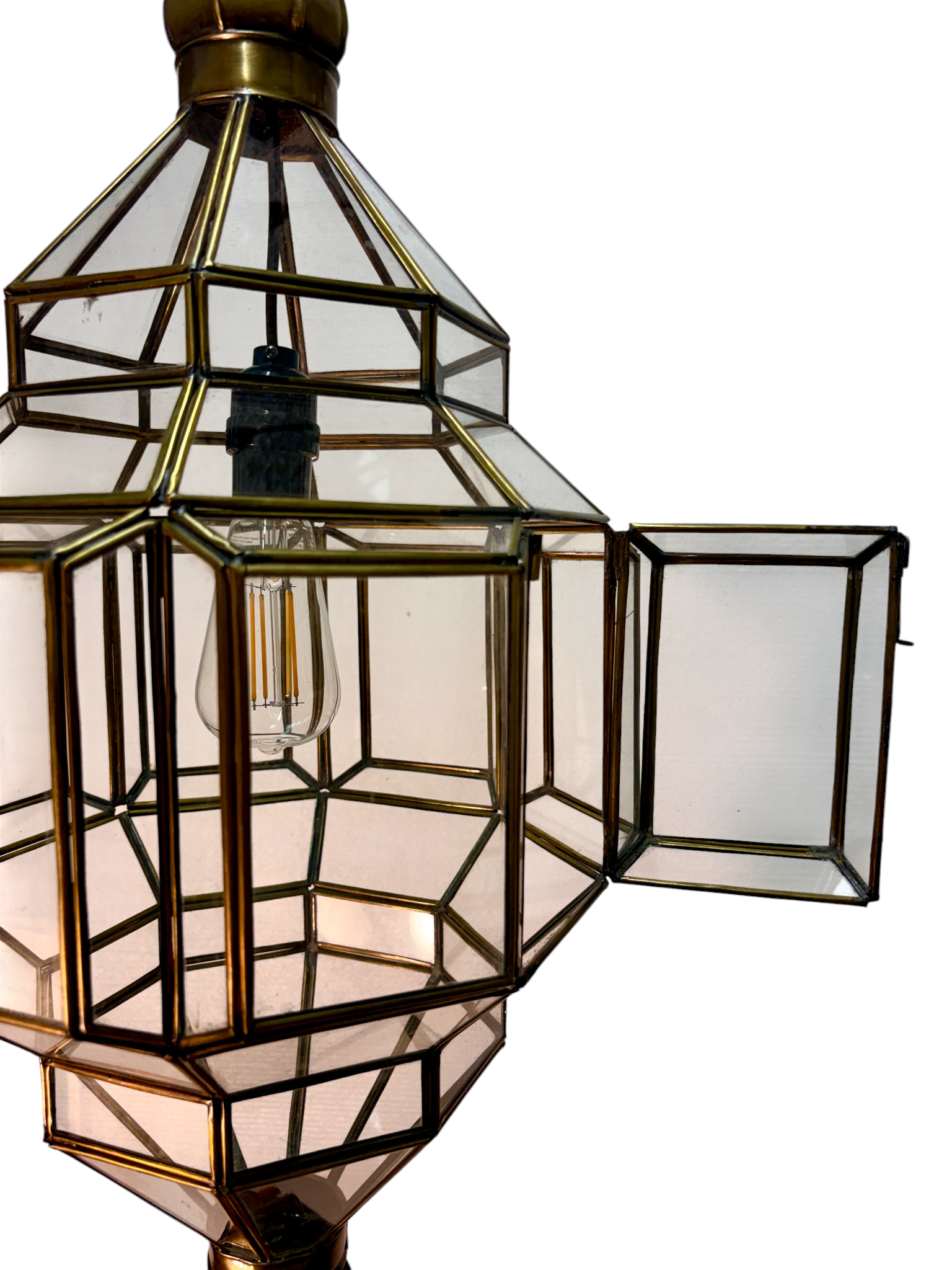 Clear and White Glass Brass Hanging Lanterns