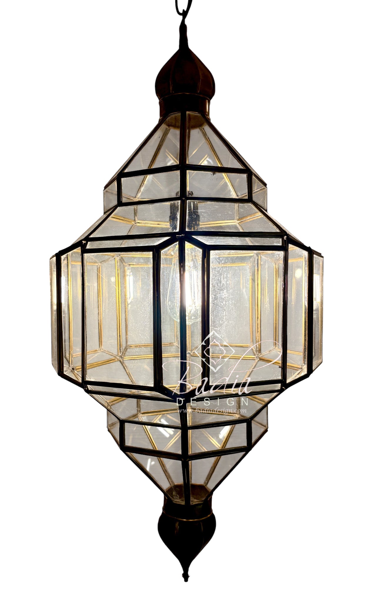 Clear and White Glass Brass Hanging Lanterns
