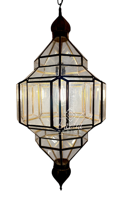 Clear and White Glass Brass Hanging Lanterns