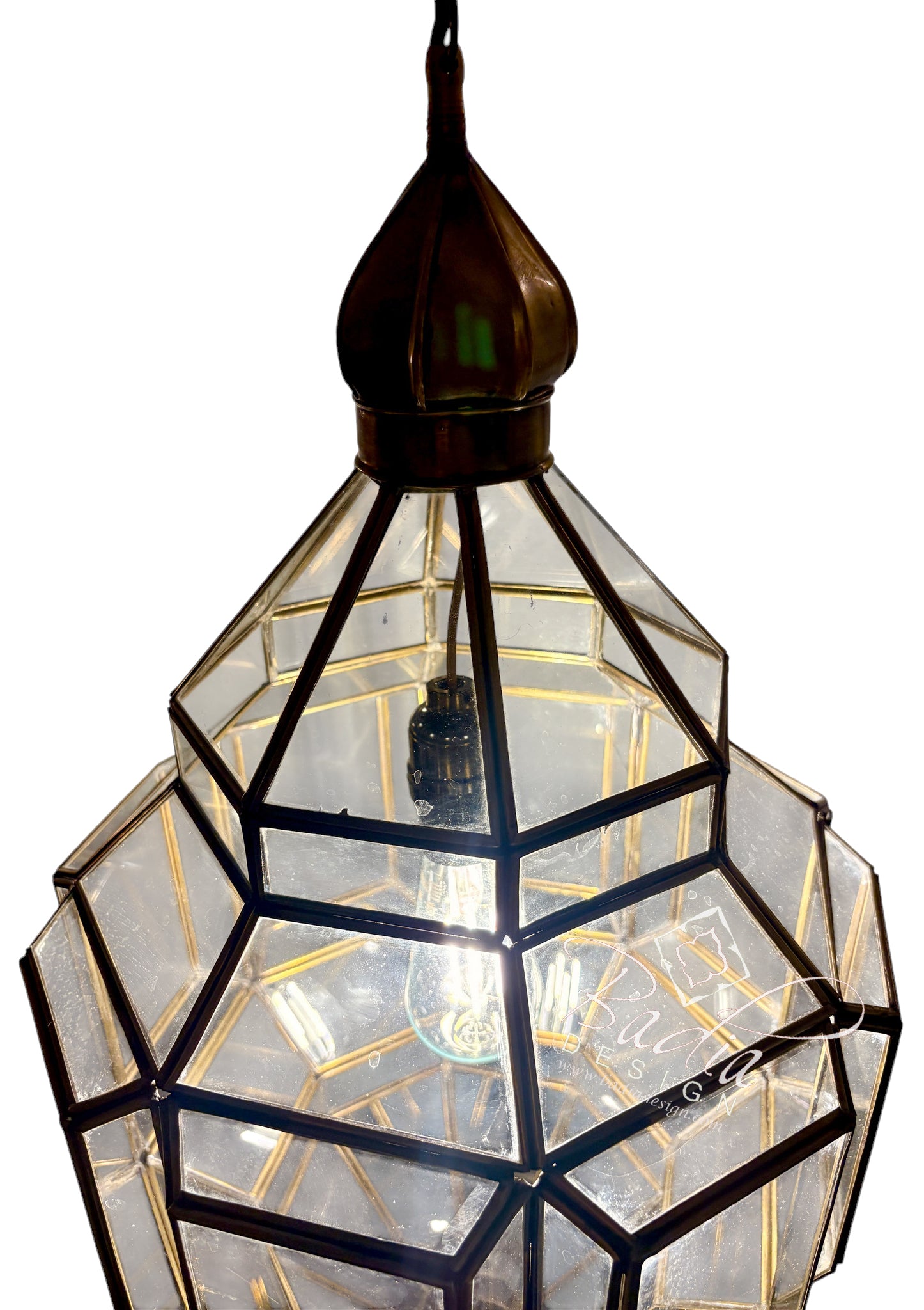 Clear and White Glass Brass Hanging Lanterns