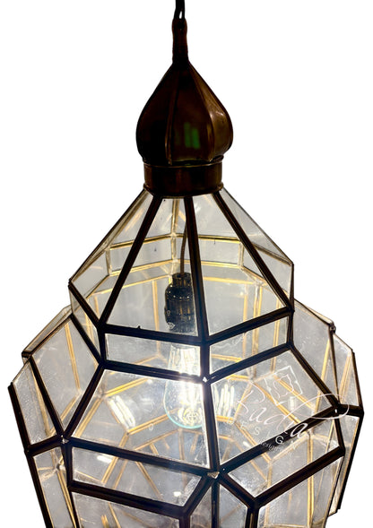 Clear and White Glass Brass Hanging Lanterns