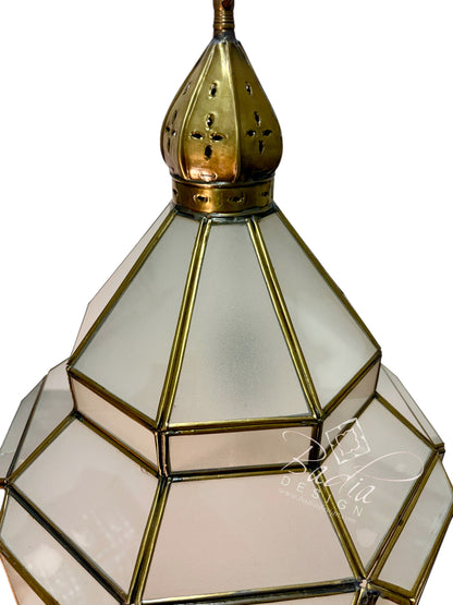 Clear and White Glass Brass Hanging Lanterns