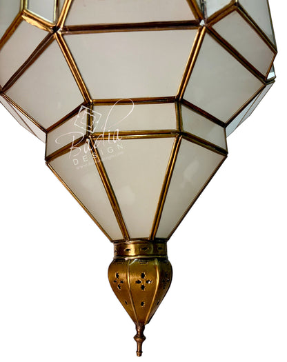 Clear and White Glass Brass Hanging Lanterns
