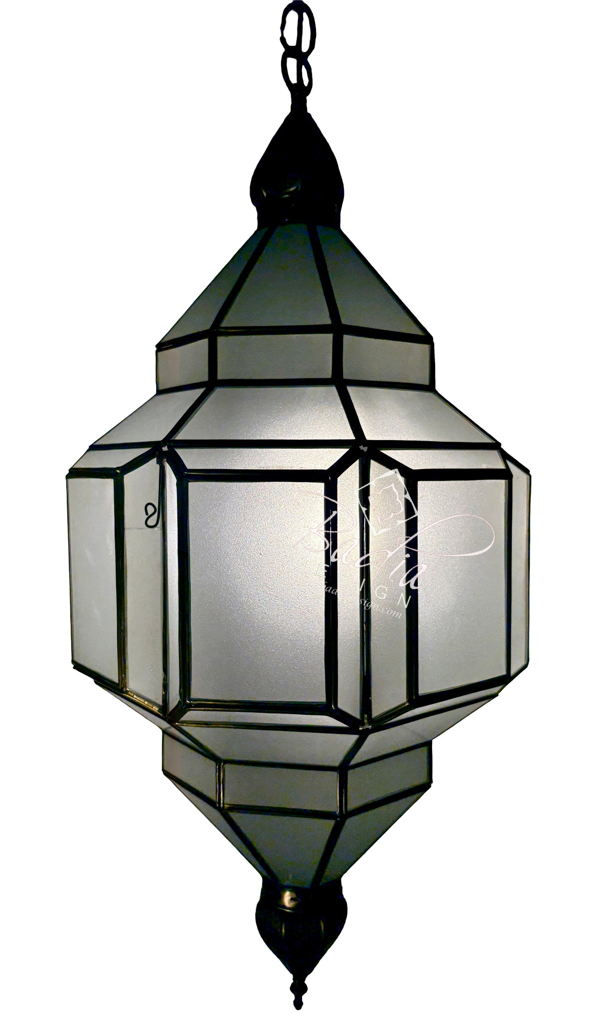 Clear and White Glass Brass Hanging Lanterns