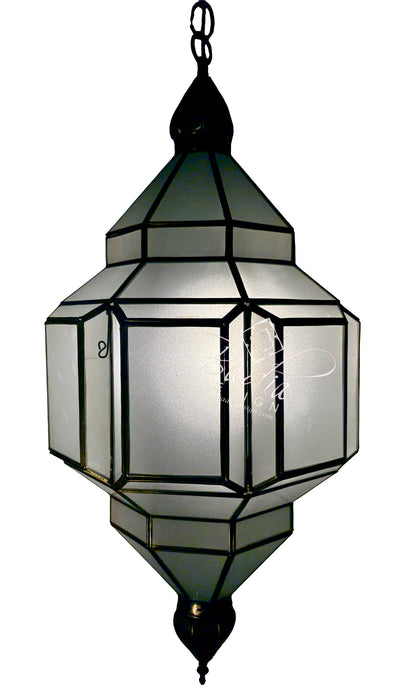 Clear and White Glass Brass Hanging Lanterns