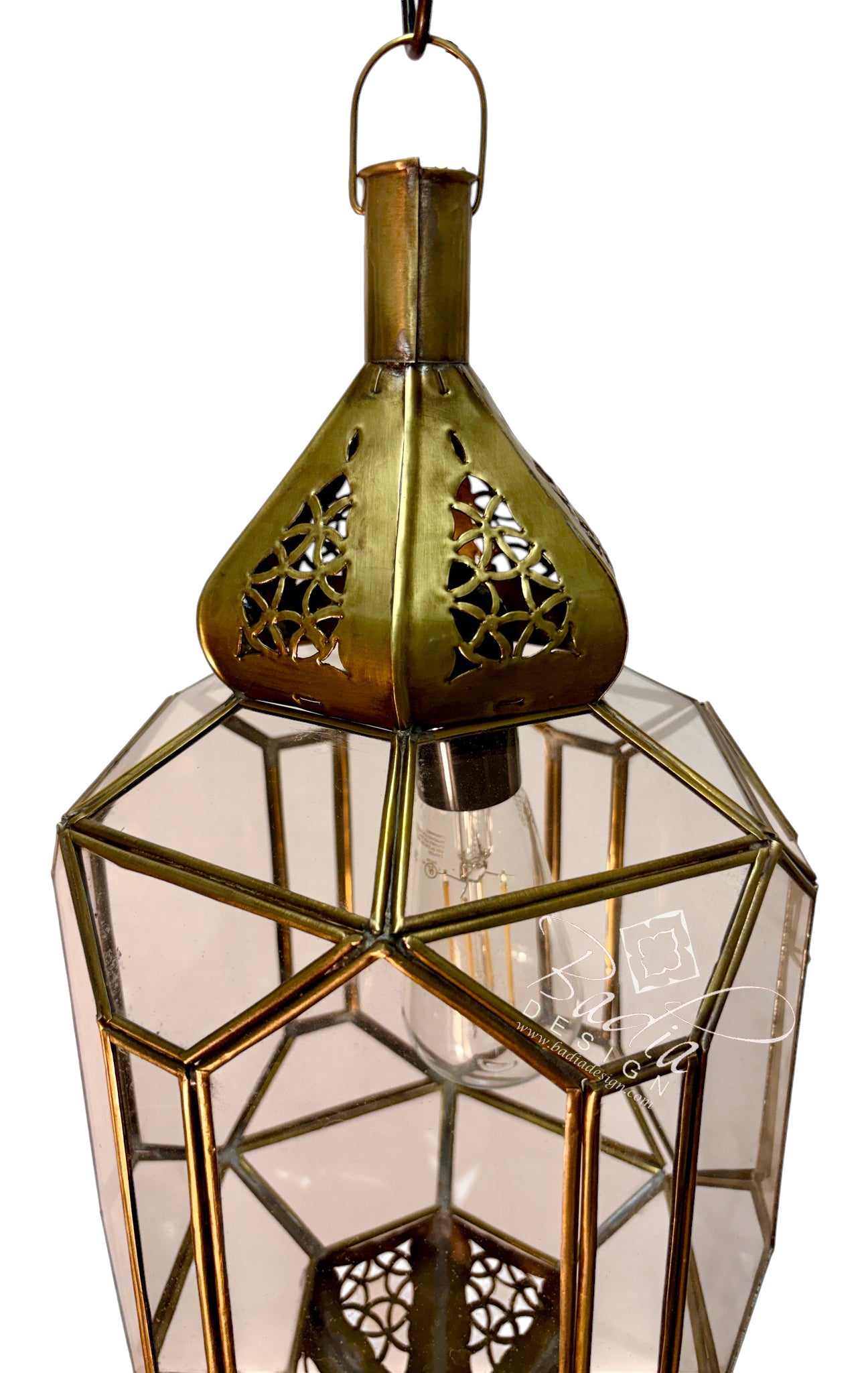 Clear and White Glass Brass Lanterns