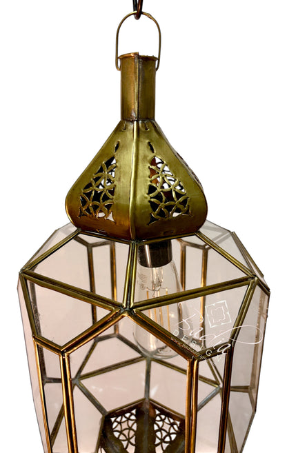 Clear and White Glass Brass Lanterns