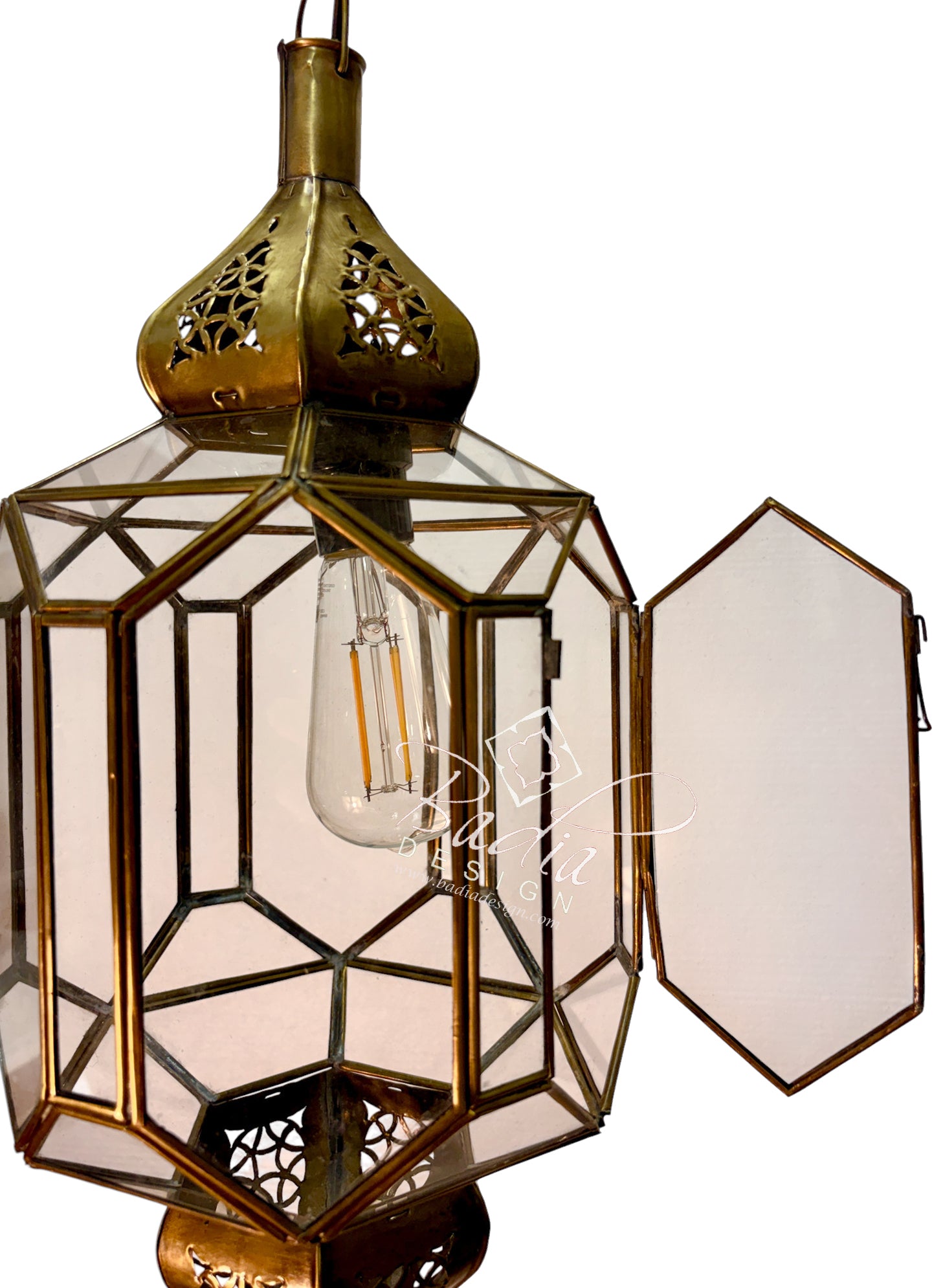 Clear and White Glass Brass Lanterns