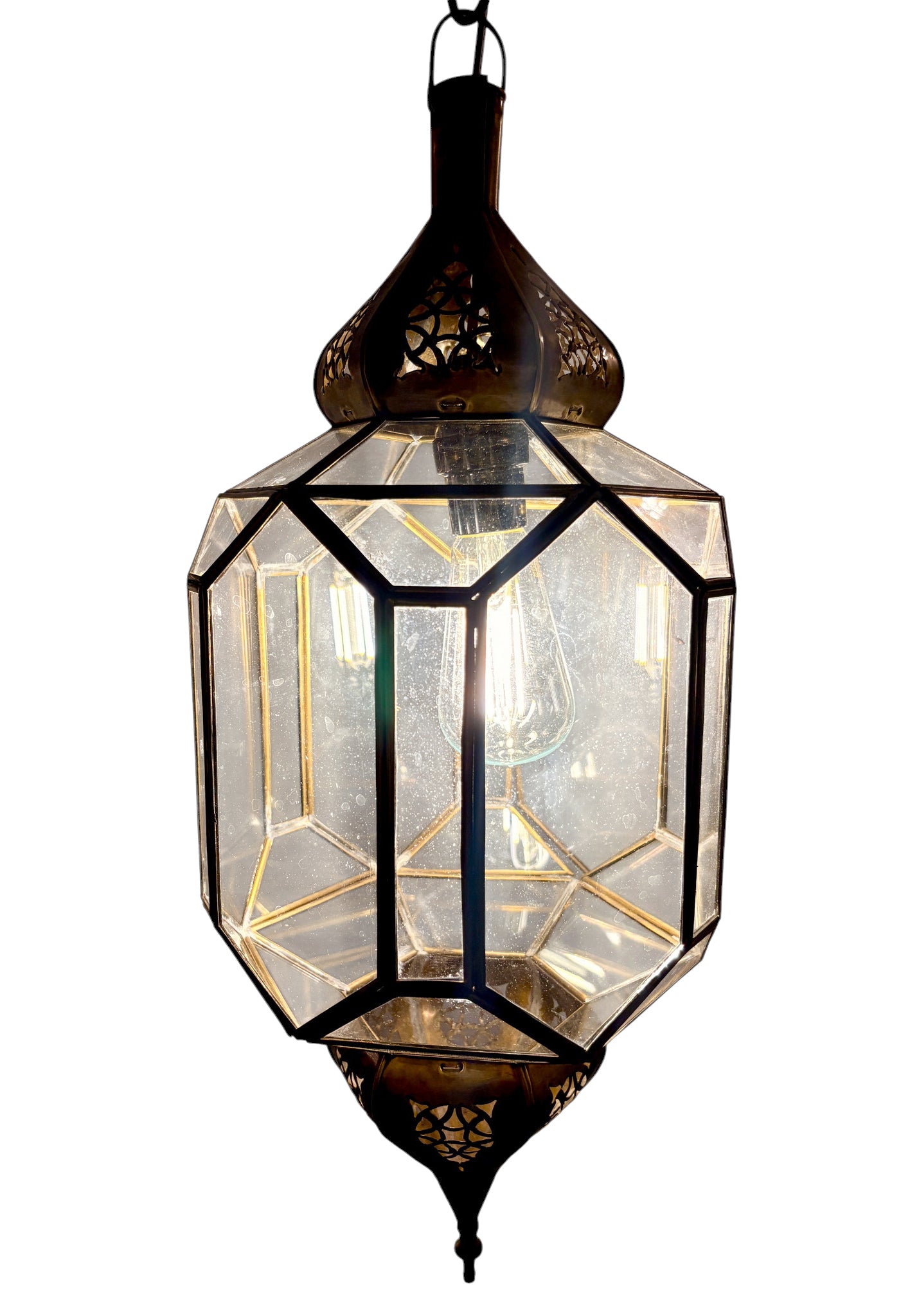 Clear and White Glass Brass Lanterns
