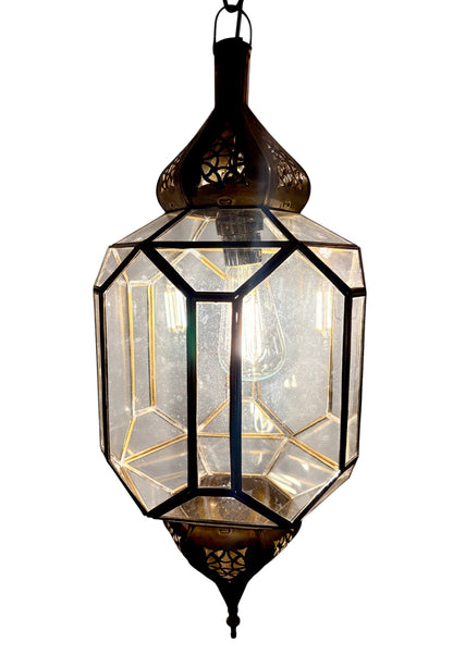 Clear and White Glass Brass Lanterns