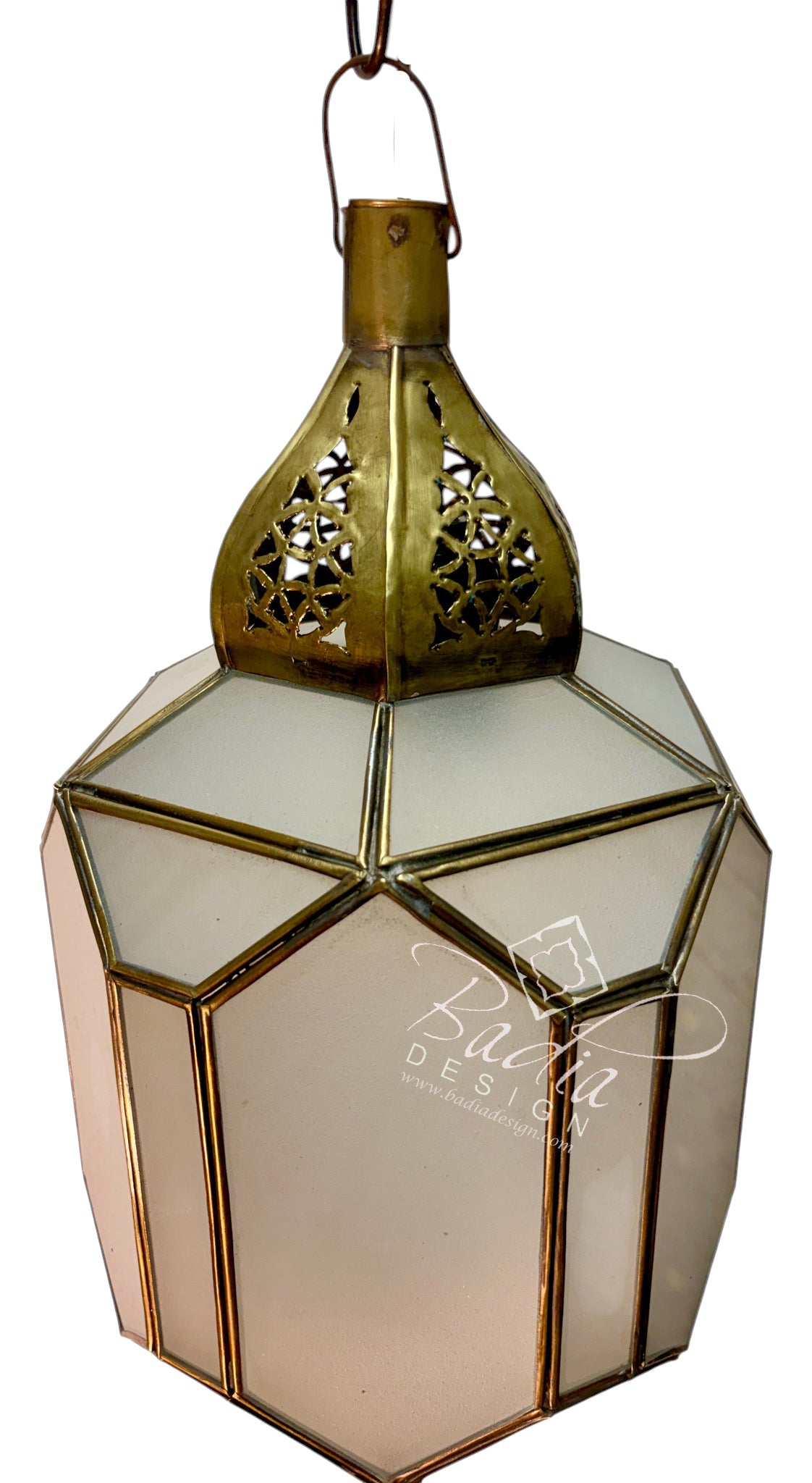 Clear and White Glass Brass Lanterns