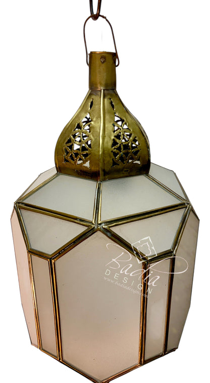 Clear and White Glass Brass Lanterns