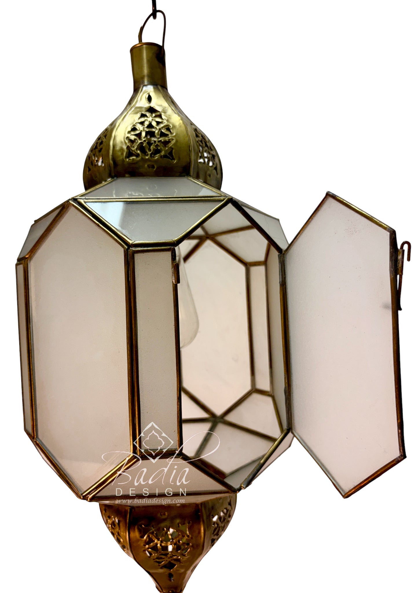Clear and White Glass Brass Lanterns