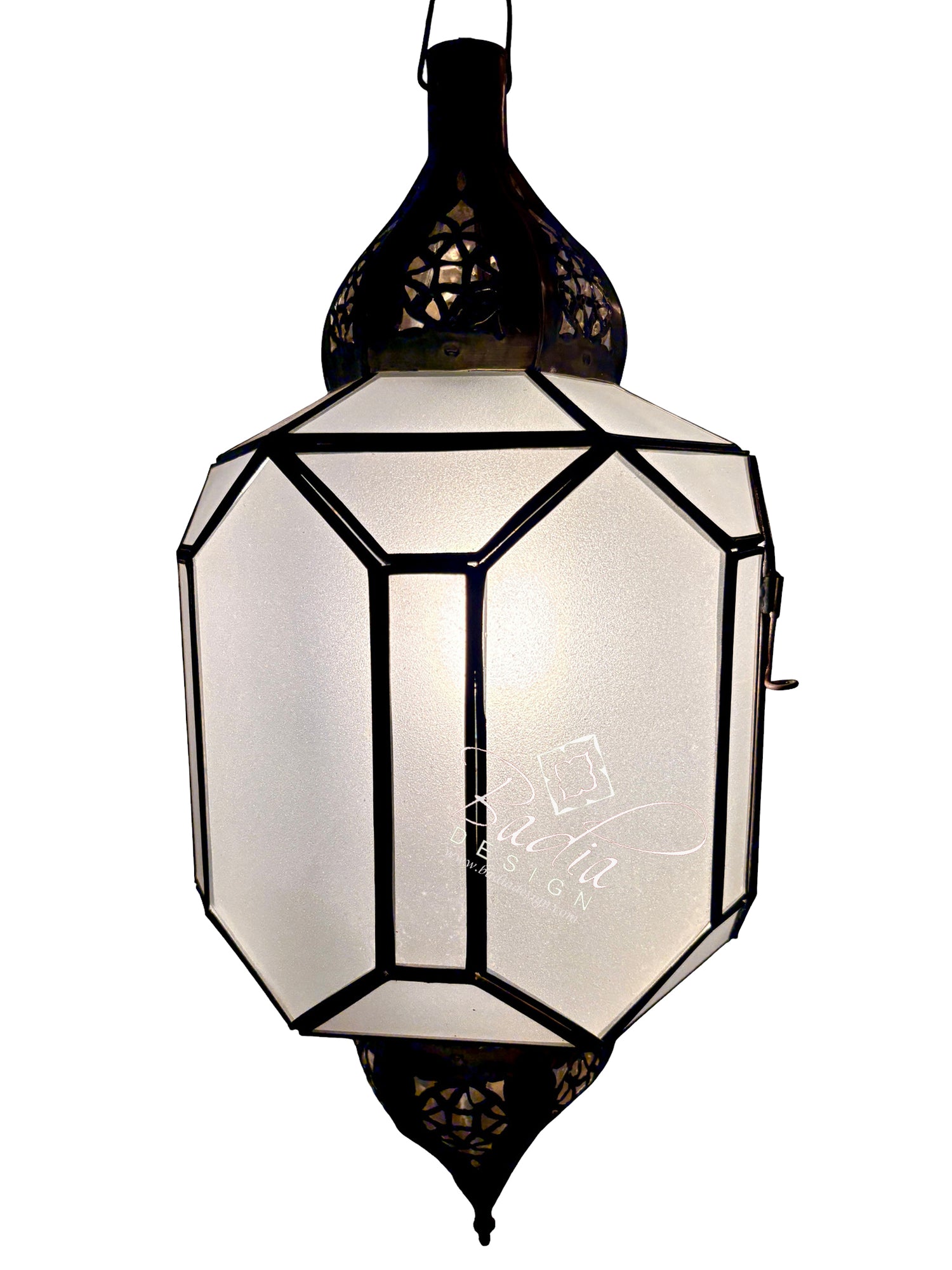 Clear and White Glass Brass Lanterns