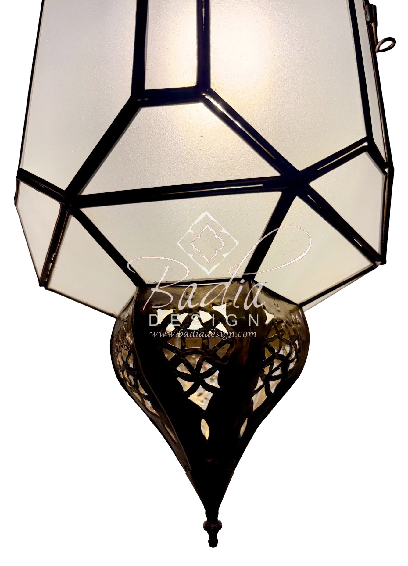 Clear and White Glass Brass Lanterns