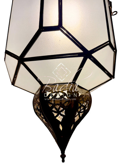 Clear and White Glass Brass Lanterns