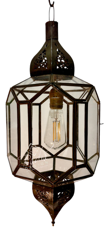 Clear Glass Moroccan Zinc Lantern