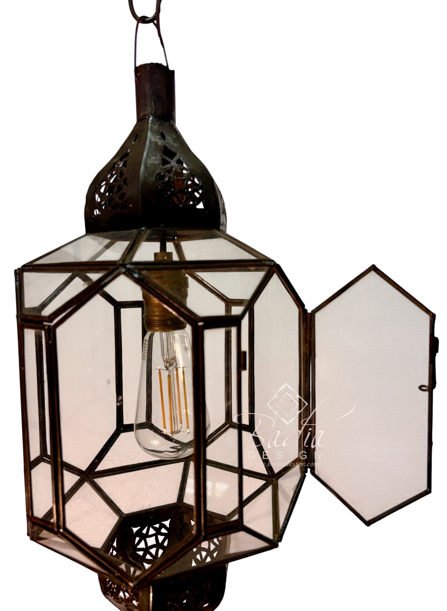 Clear and White Glass Zinc Lanterns