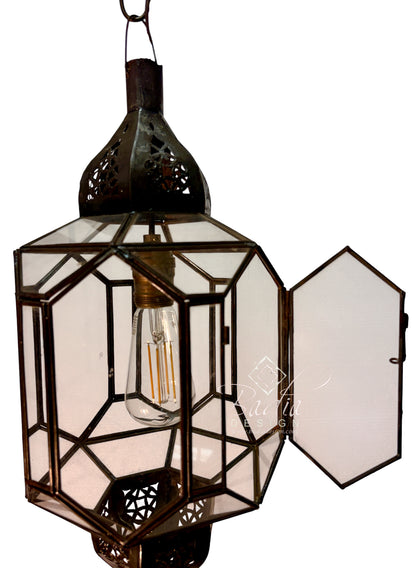 Clear and White Glass Zinc Lanterns
