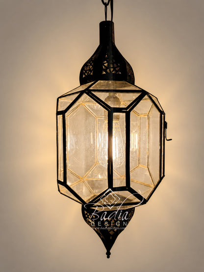 Clear and White Glass Zinc Lanterns