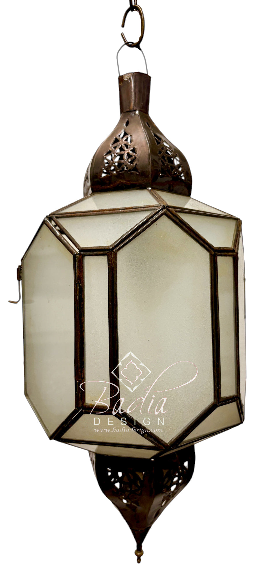White Glass Moroccan Zinc Lanterns
