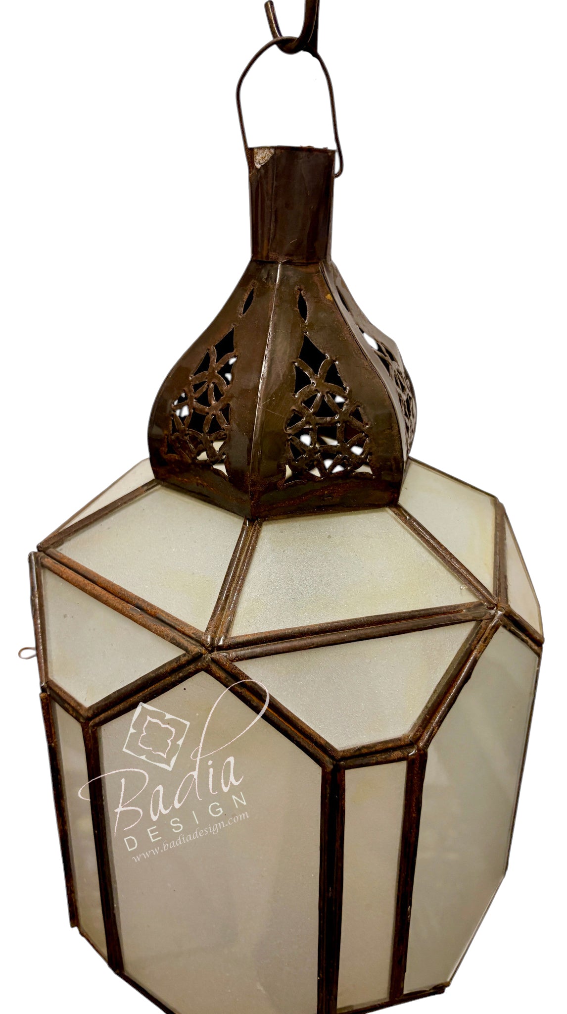 Clear and White Glass Zinc Lanterns
