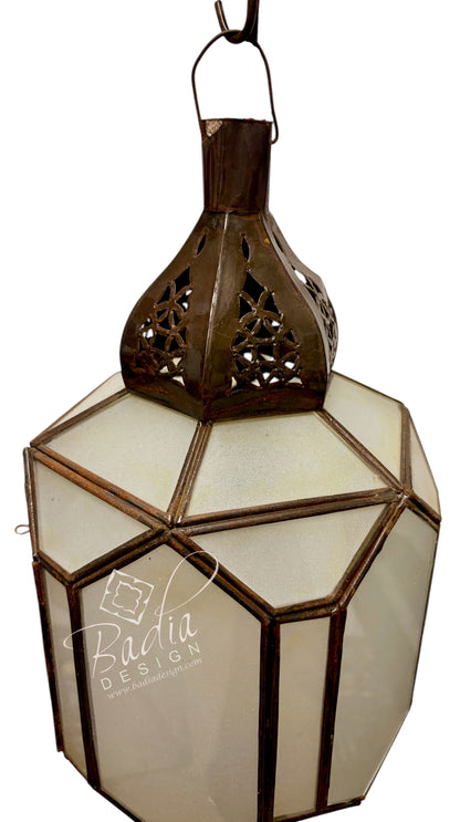 Clear and White Glass Zinc Lanterns