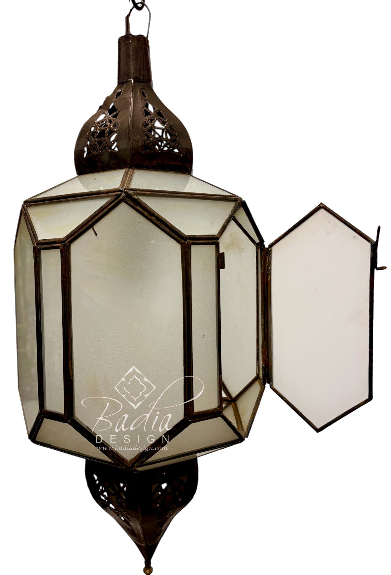 Clear and White Glass Zinc Lanterns