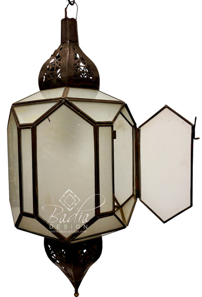 Clear and White Glass Zinc Lanterns