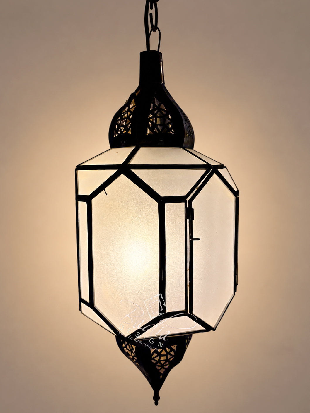 Clear and White Glass Zinc Lanterns