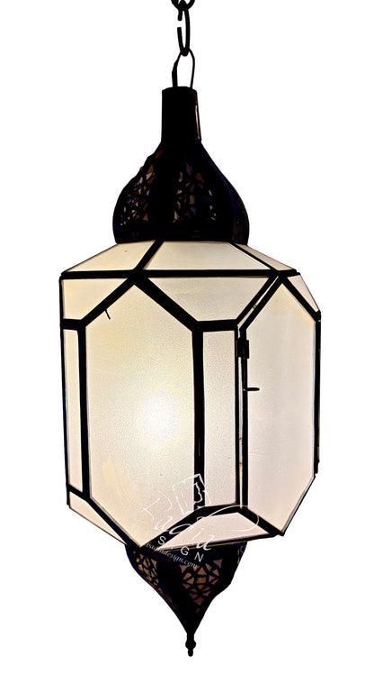 Clear and White Glass Zinc Lanterns