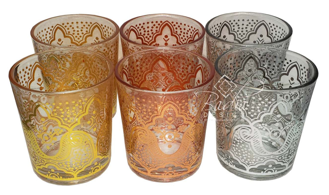 Multi-Color Moroccan Arabesque Beverage Glass Set