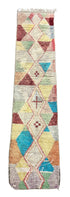 Cream Moroccan Runner Rug with Pastel Geometric Designs