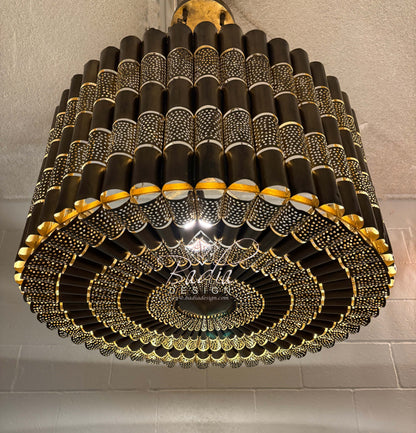 Cylindrical Drum Shaped Brass Chandelier