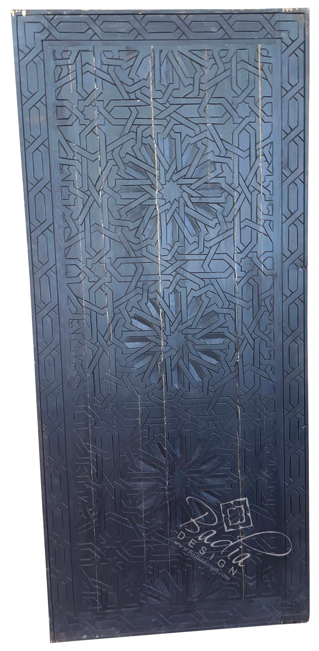 Dark Stained Hand Carved Wooden Door