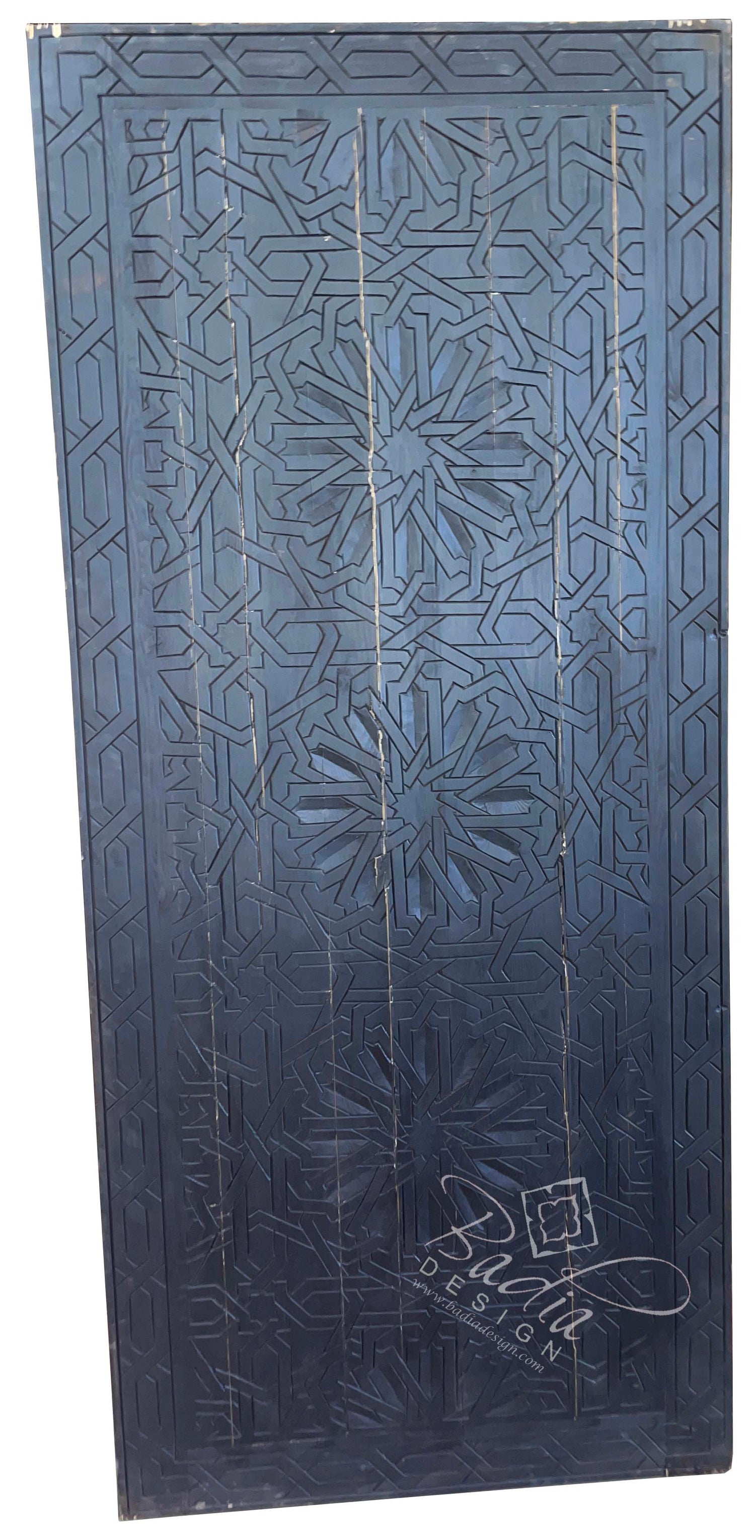 Dark Stained Hand Carved Wooden Door