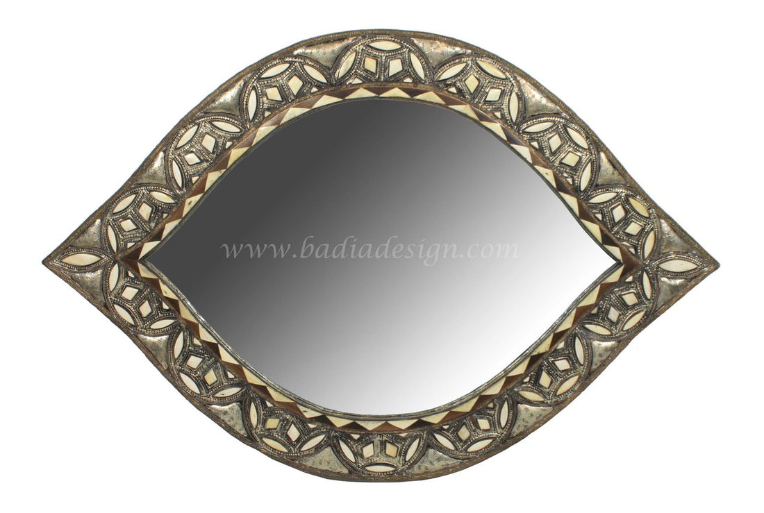 Carved Metal and Bone Inlay Mirror