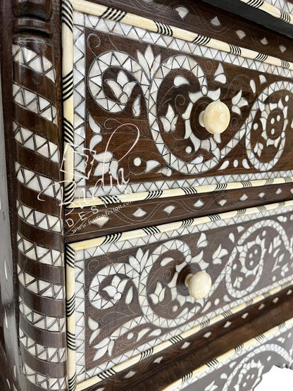 White Mother of Pearl Inlay Dresser with Marble Top
