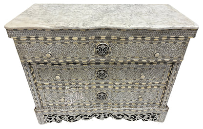 White Mother of Pearl Inlay Three-Drawer Dresser